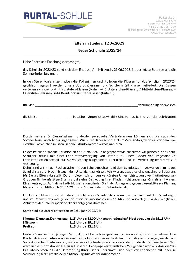 Elternbrief 230615 Schuljahresende 1-3